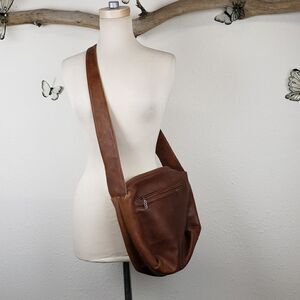 Maxx New york boho  distressed brown leather purse